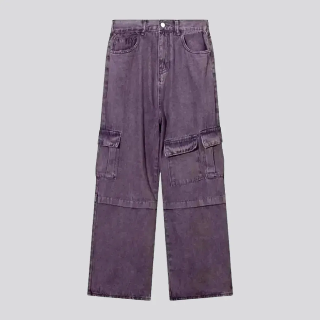 High-waist women's violet jeans