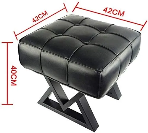 INDIAN DECOR 45778 Comfortable Room Cushioned Stool, Fitting Room Stool, Shoe Bench, Home Makeup Stool, Dressing Stool, Stool, PU Leather Pier, Coffee Table Stool - Black