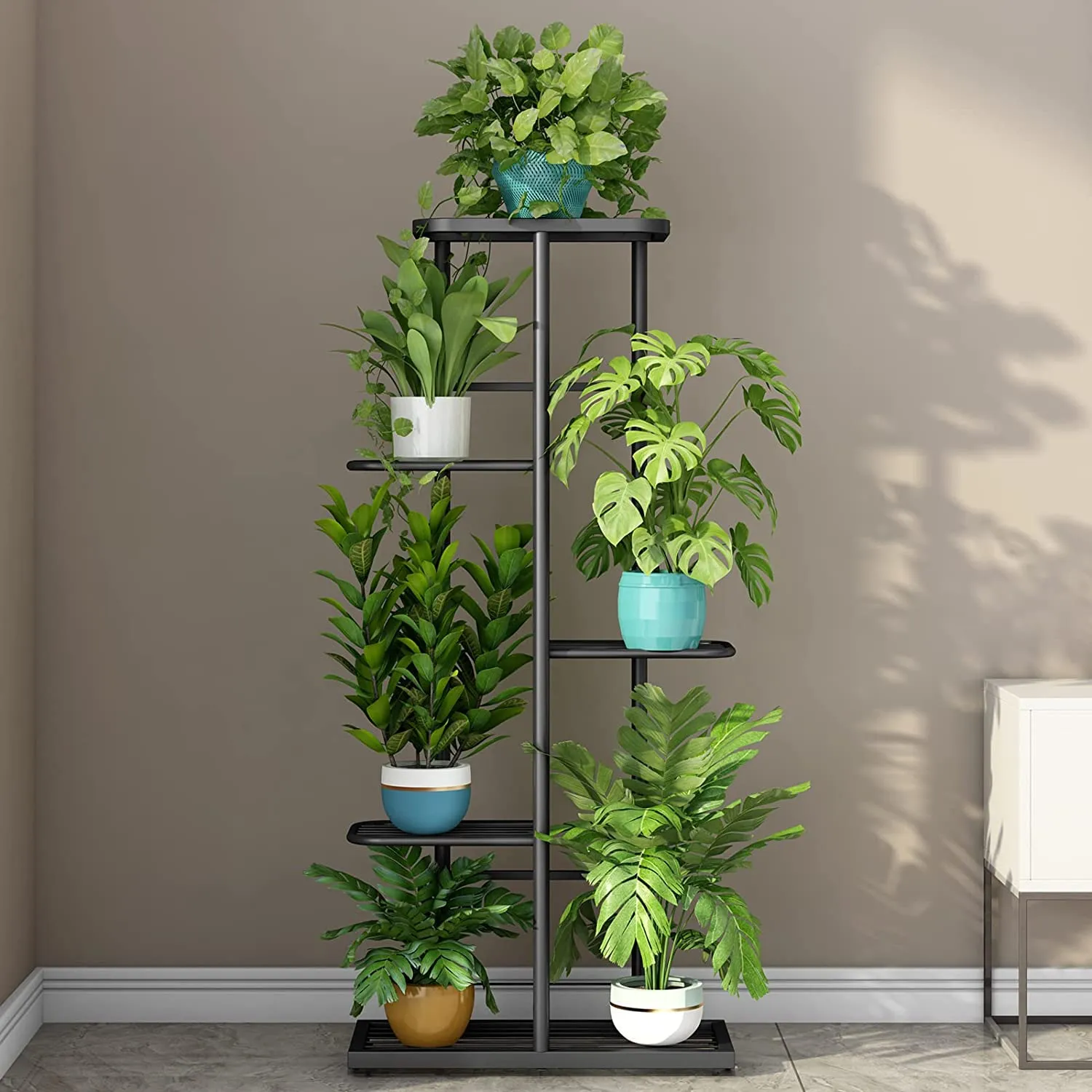 IRON LANDS SOLID 6 Potted Premium Plant Stand Multiple Tier European Style Flower Pot Holder Shelves Planter Rack Storage Organizer Display for Indoor Outdoor Garden Balcony