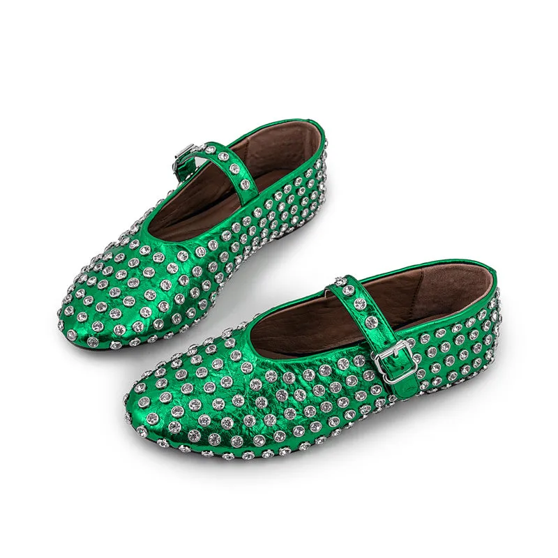 Jessamine - Elegant Diamond Studded Mary Jane Shoes for Women