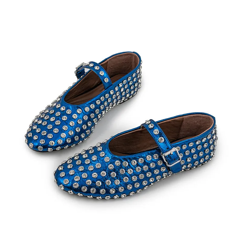 Jessamine - Elegant Diamond Studded Mary Jane Shoes for Women