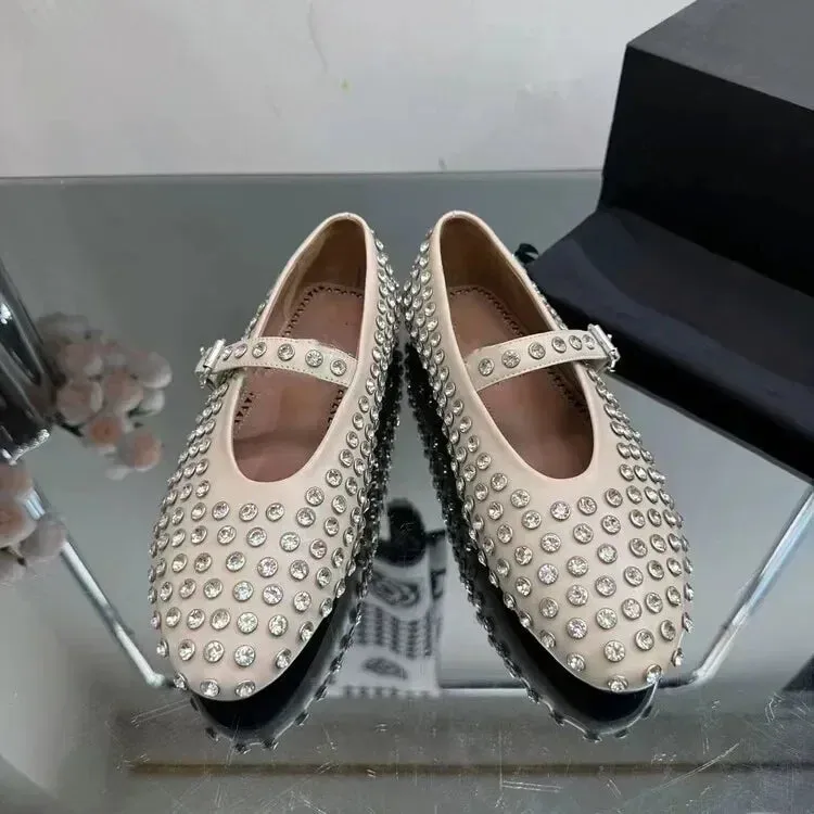 Jessamine - Elegant Diamond Studded Mary Jane Shoes for Women