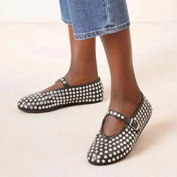 Jessamine - Elegant Diamond Studded Mary Jane Shoes for Women