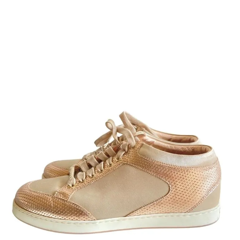 Jimmy Choo Miami Metallic Leather/Satin Sneakers