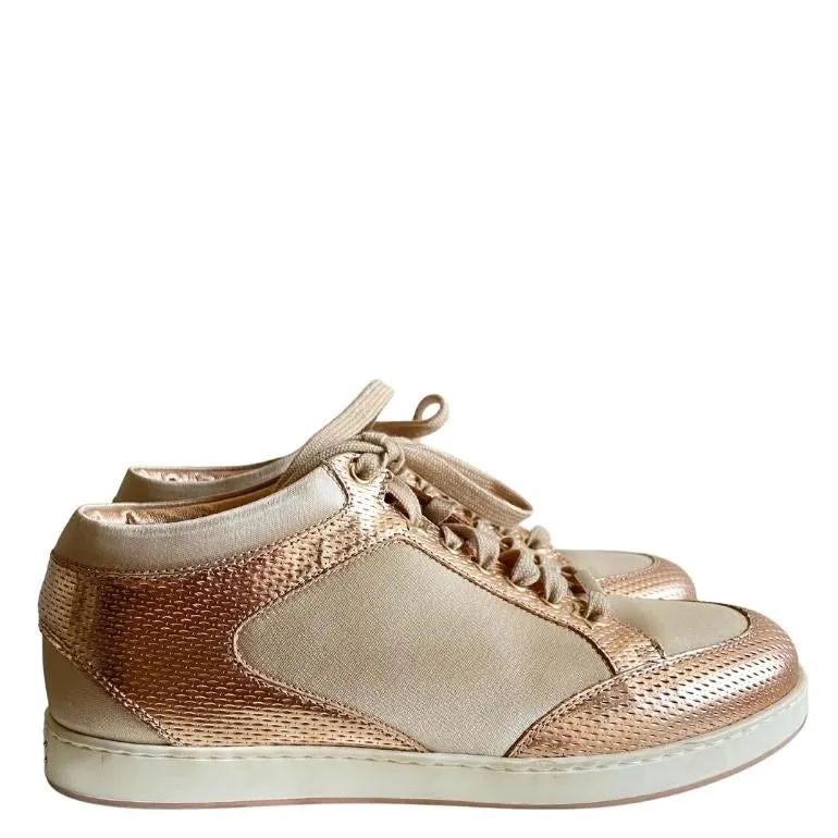 Jimmy Choo Miami Metallic Leather/Satin Sneakers