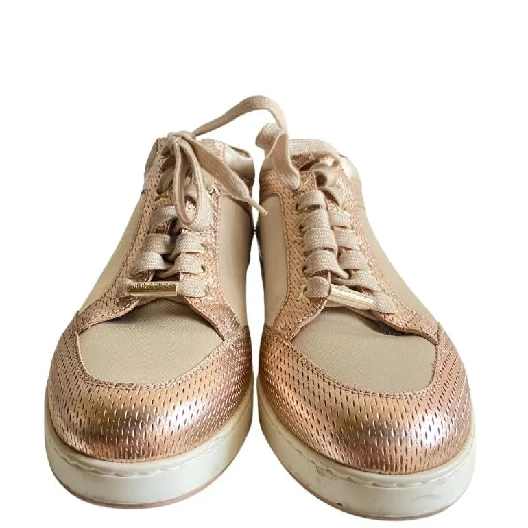 Jimmy Choo Miami Metallic Leather/Satin Sneakers