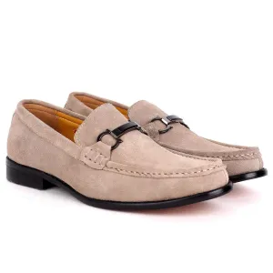 John Mendson Suede Grey Leather Chain logo Men's Shoe