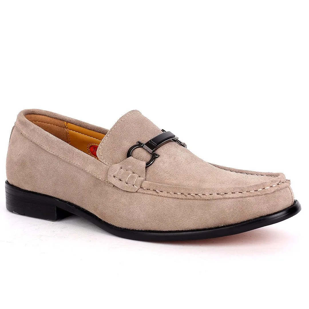 John Mendson Suede Grey Leather Chain logo Men's Shoe