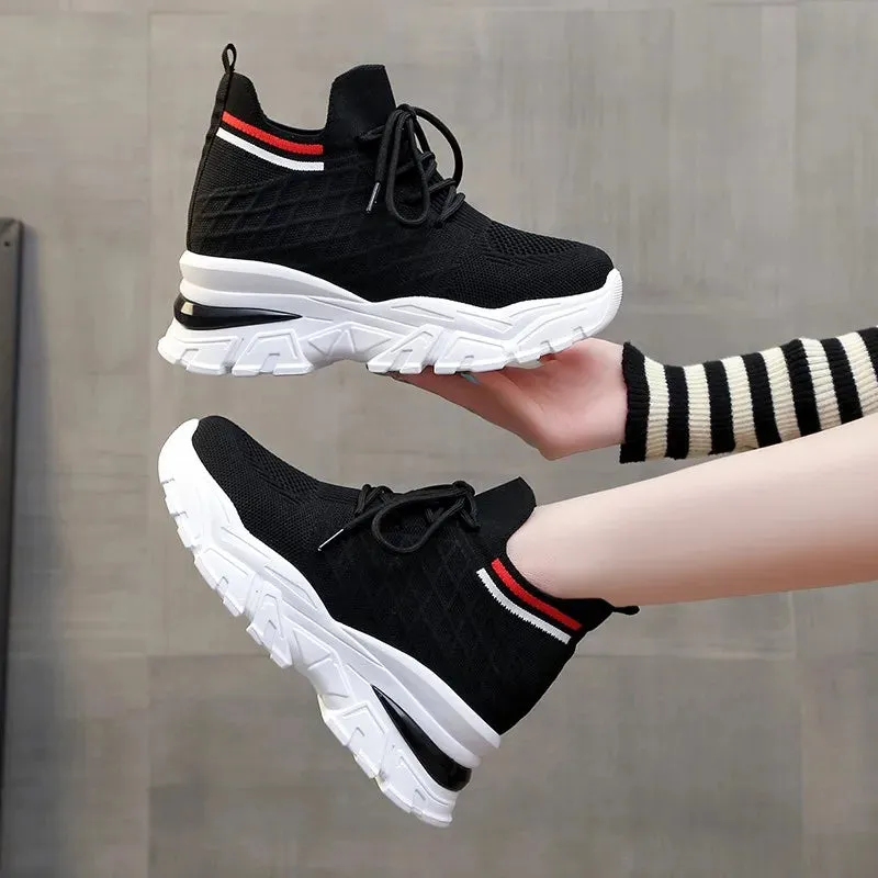 Joskaa 2024 New Lace Up Black Platform Sneakers