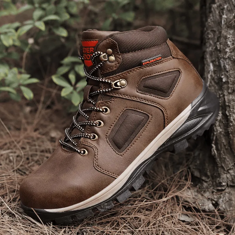 kkboxly kkboxly Men Outdoor Waterproof Slip Resistant Leather Hiking Boots