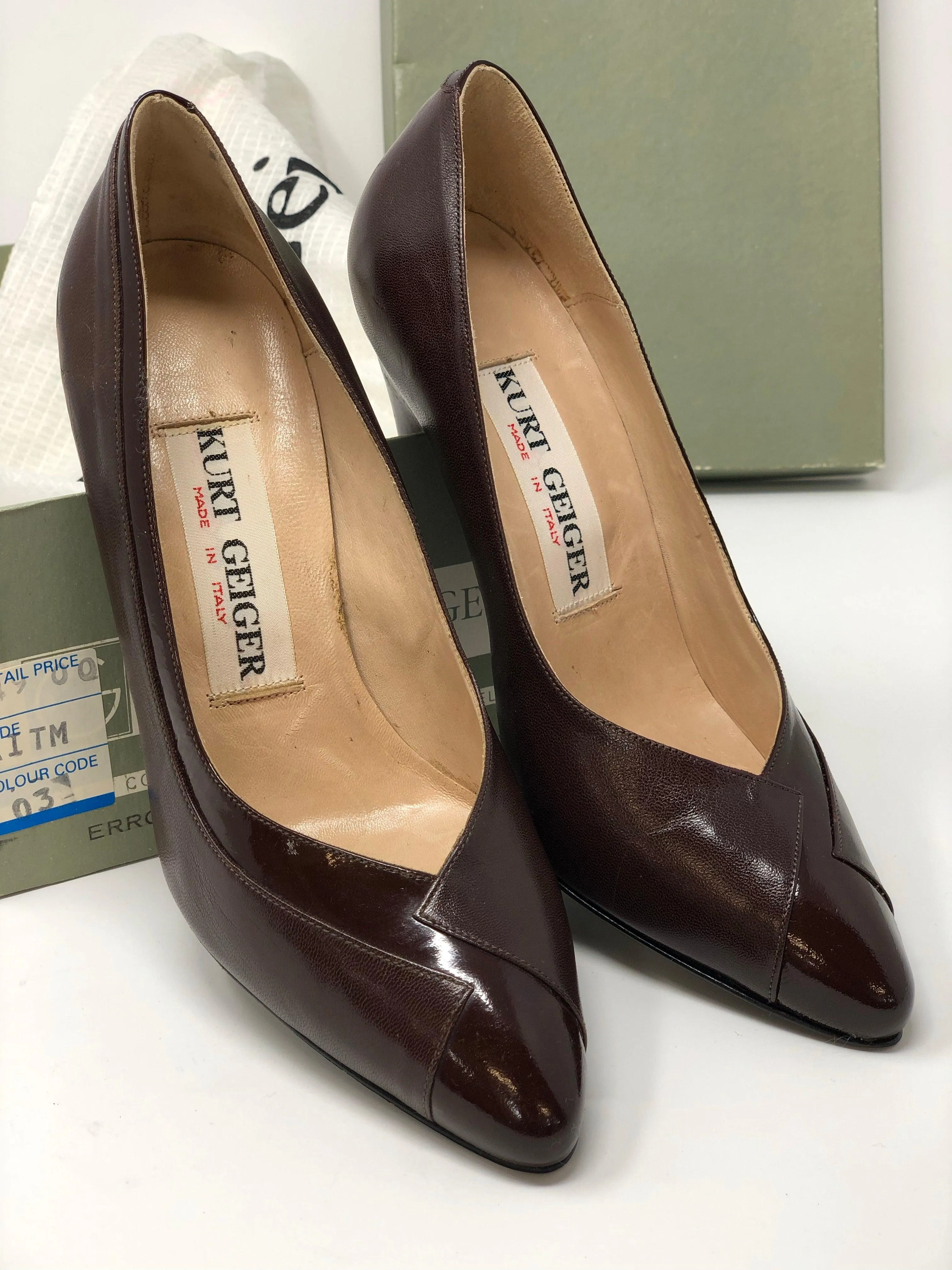 Kurt Geiger Court Shoes Leather Brown UK 3.5