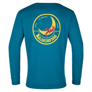 La Sportiva Men&#x27;s Climbing On The Moon Sweatshirt Turchese/Giallo | Buy La Sportiva Men&#x27;s Climbing On The Moon Sweatshirt Turchese/Giallo here | Outnorth