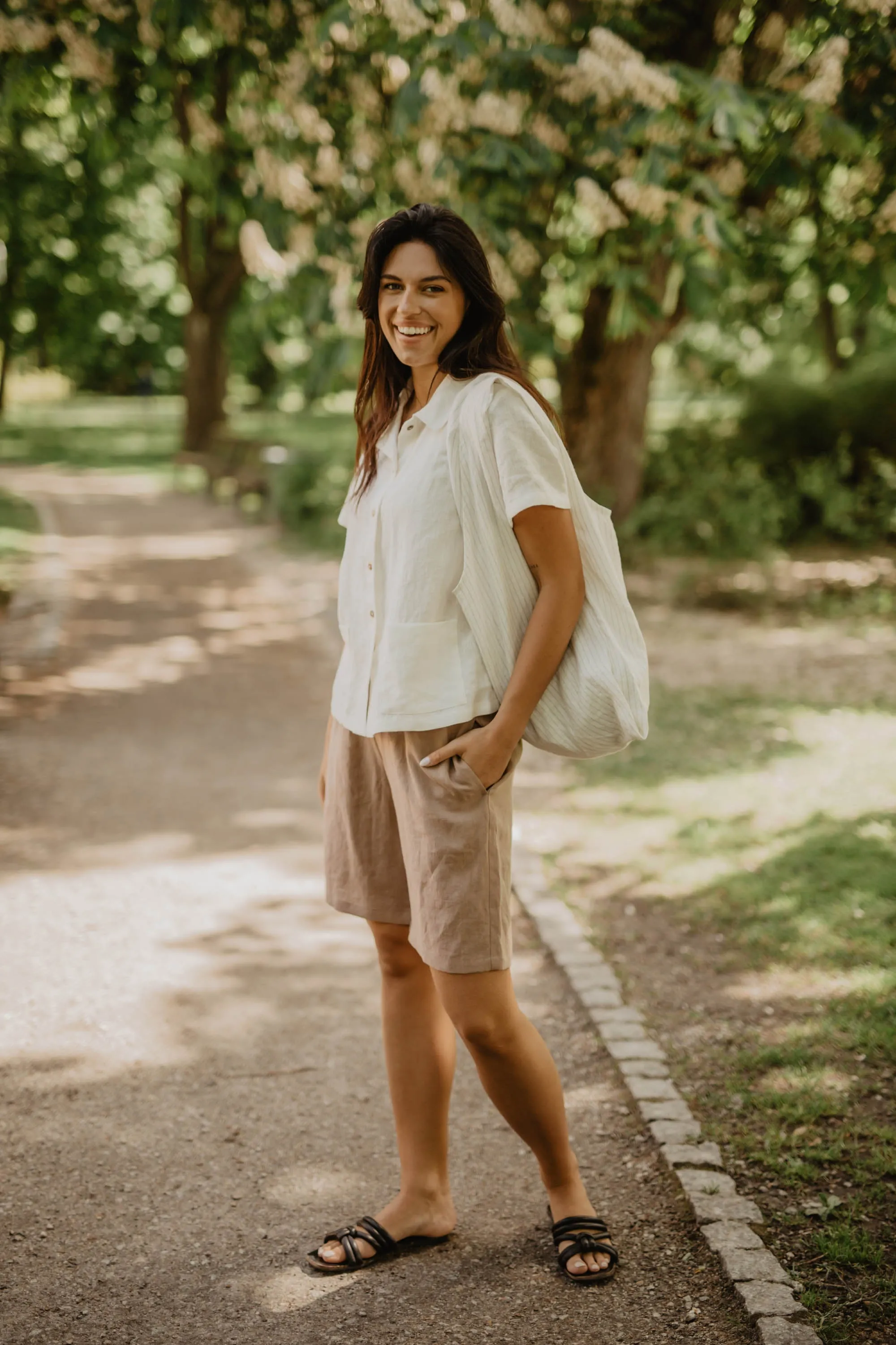 Long linen shorts MATILDA by AmourLinen