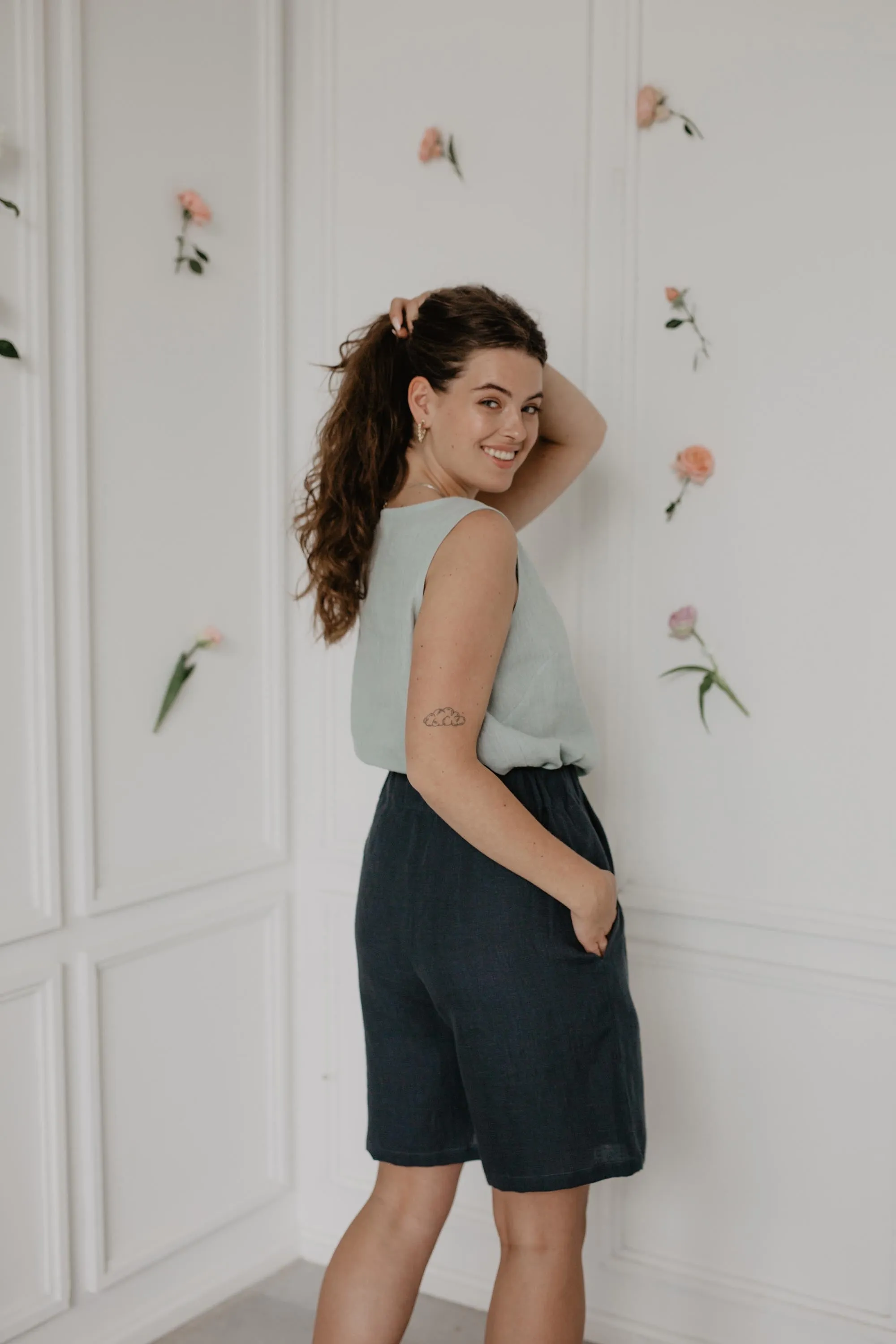 Long linen shorts MATILDA by AmourLinen