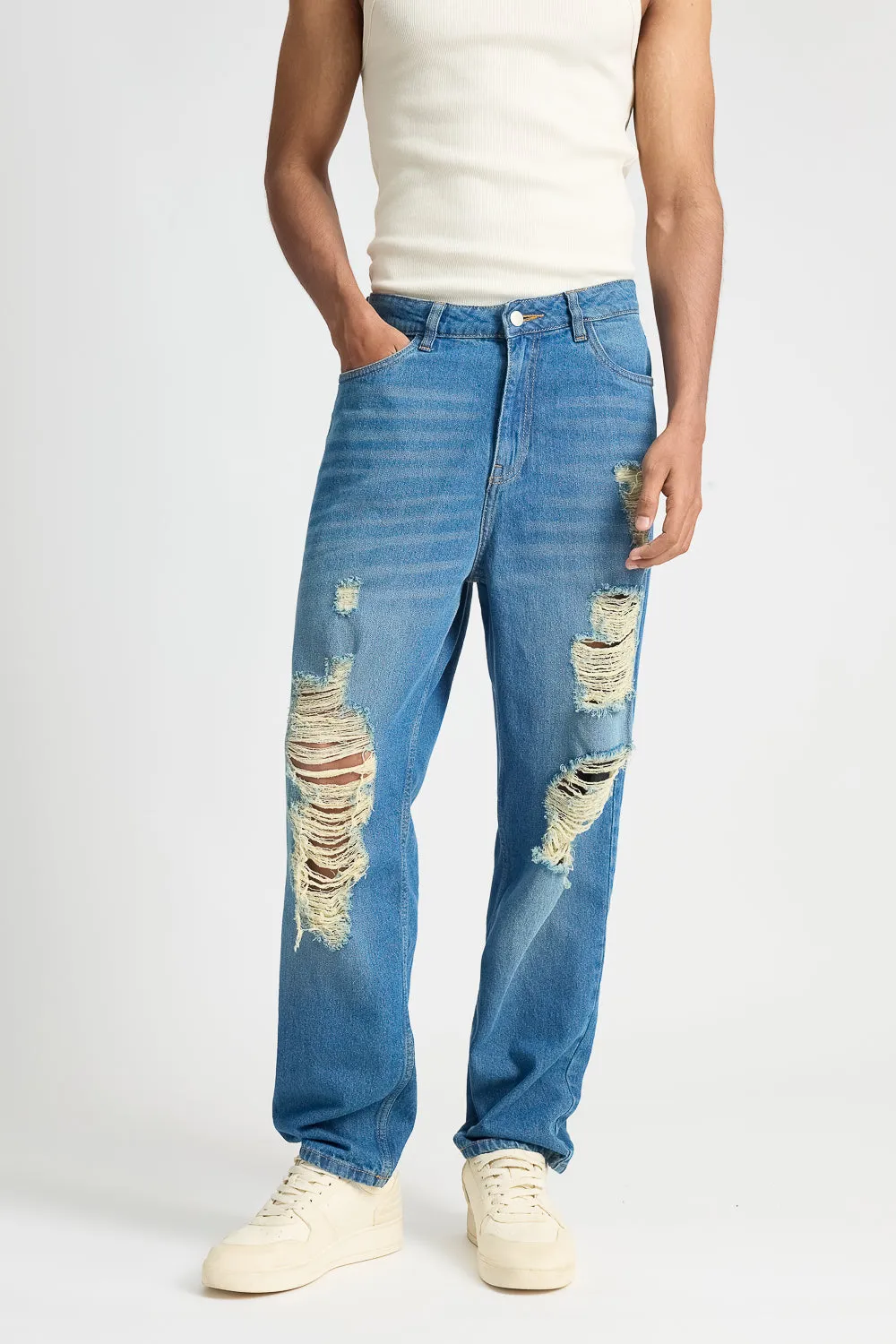 Loose-Fit Worn-In Men's Jeans