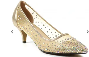 Lunar FLR559 Alisha Gold low Heeled Court Shoes