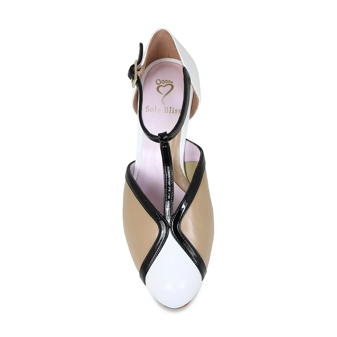 Margot: Nude & White Leather