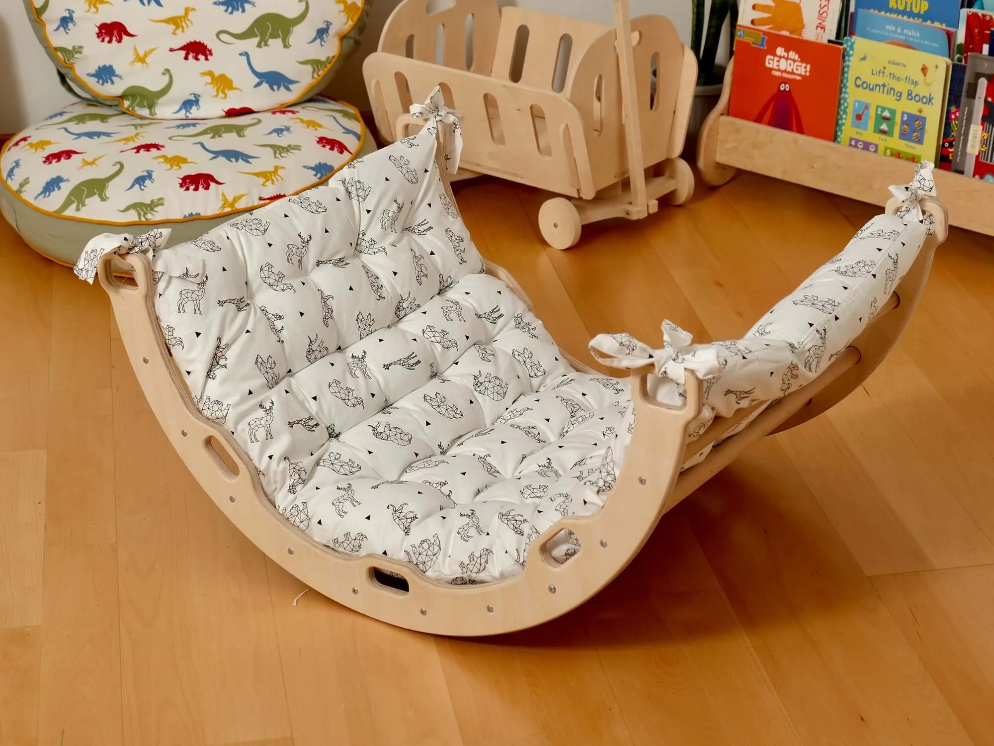 Medium Montessori Climbing Arch/Rocker with Pillow Set