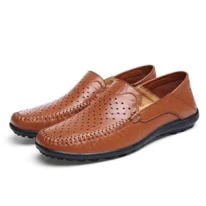 Men Flats Casual Outdoor Leather Hollow Out Flats Shoes