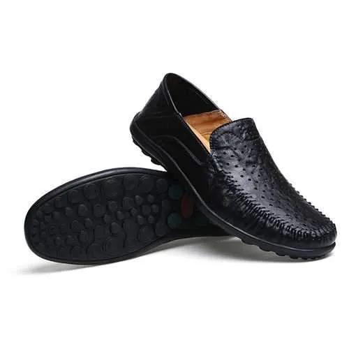 Men Flats Casual Outdoor Leather Hollow Out Flats Shoes