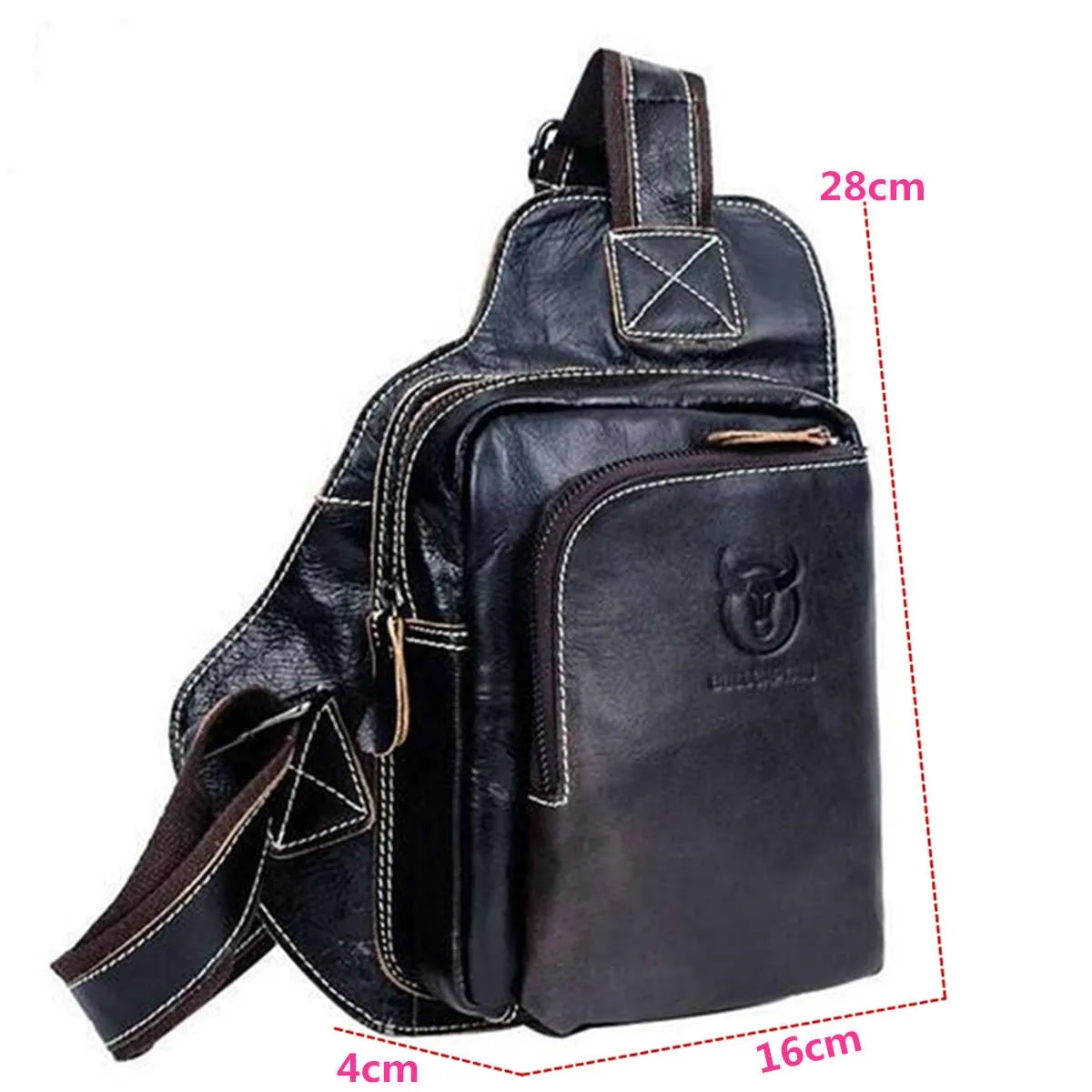 Men's Genuine Leather Sling Bag Travel Chest Shoulder Messenger Business Tote