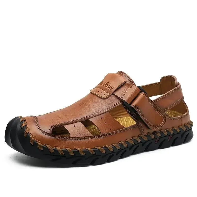 Men's Shoes Men Soft Sandals Summer High Quality Leather Casual Beach Shoes Outdoor Fashion Sandals Plus Size 38~48