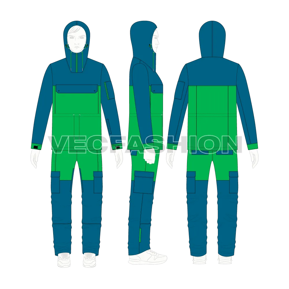 Mens Ski Suit Flat Sketch