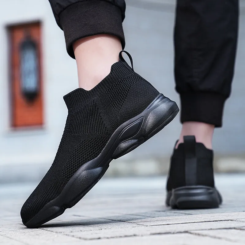 Mens Walking Shoes Breathable Knit Slip On Sneakers Lightweight  Shoes Casual Running Tennis Shoes