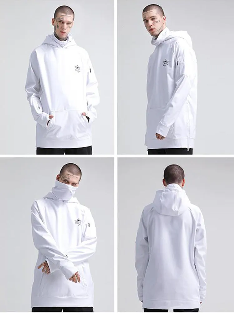 Men's White Snowboard Hoodie