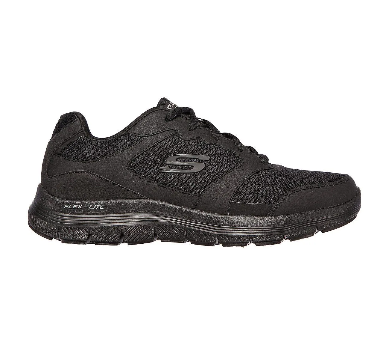 Mens Wide Fit Skechers Flex Advantage 4.0 - 232225 Walking Black Trainers