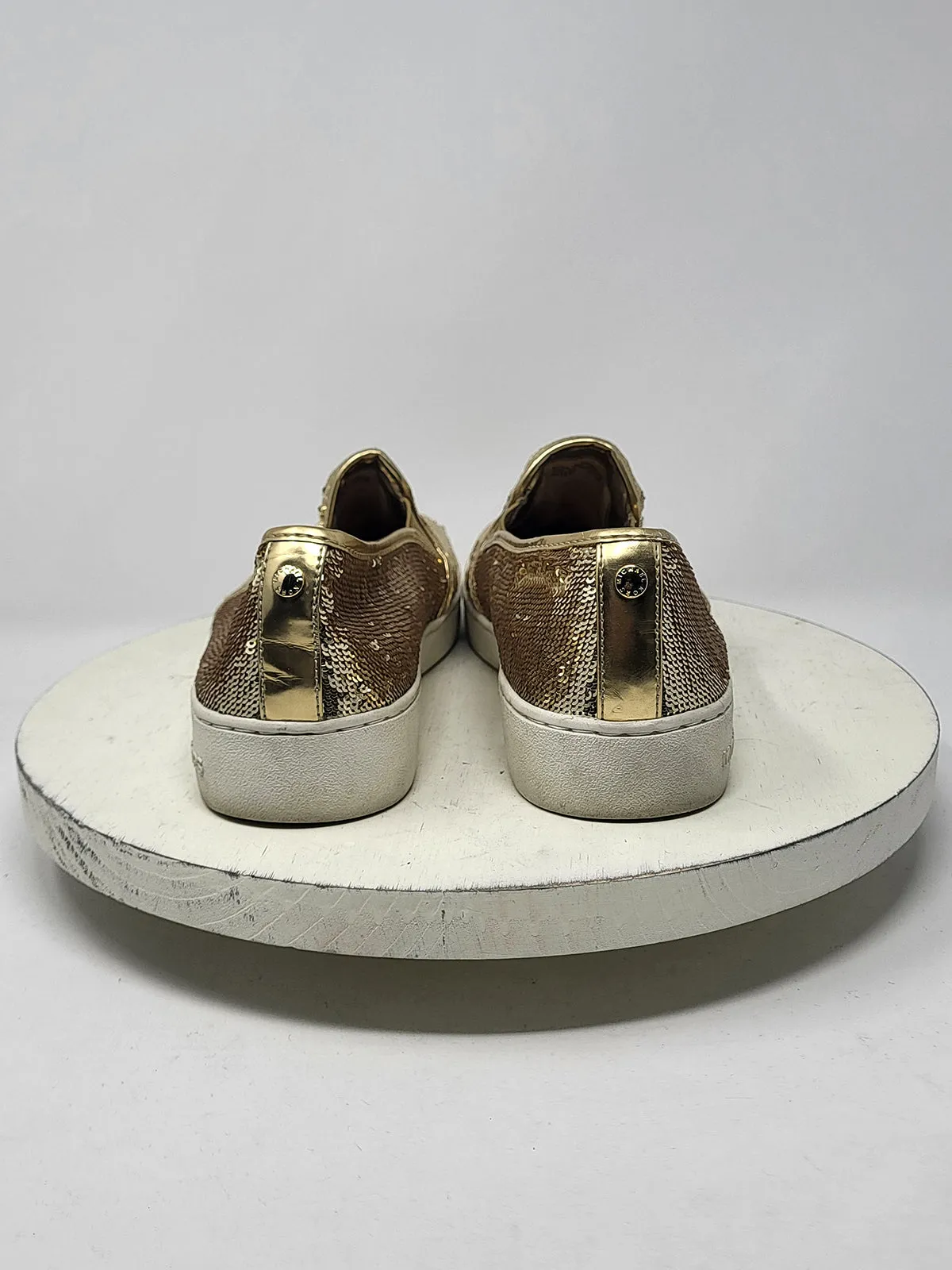 Michael Kors Size 8 Gold Sequins Loafer Sneakers