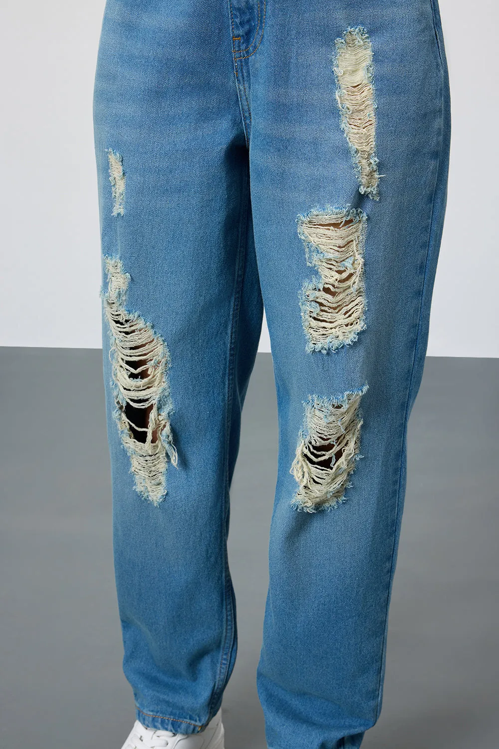 Mid Wash Ripped Jeans