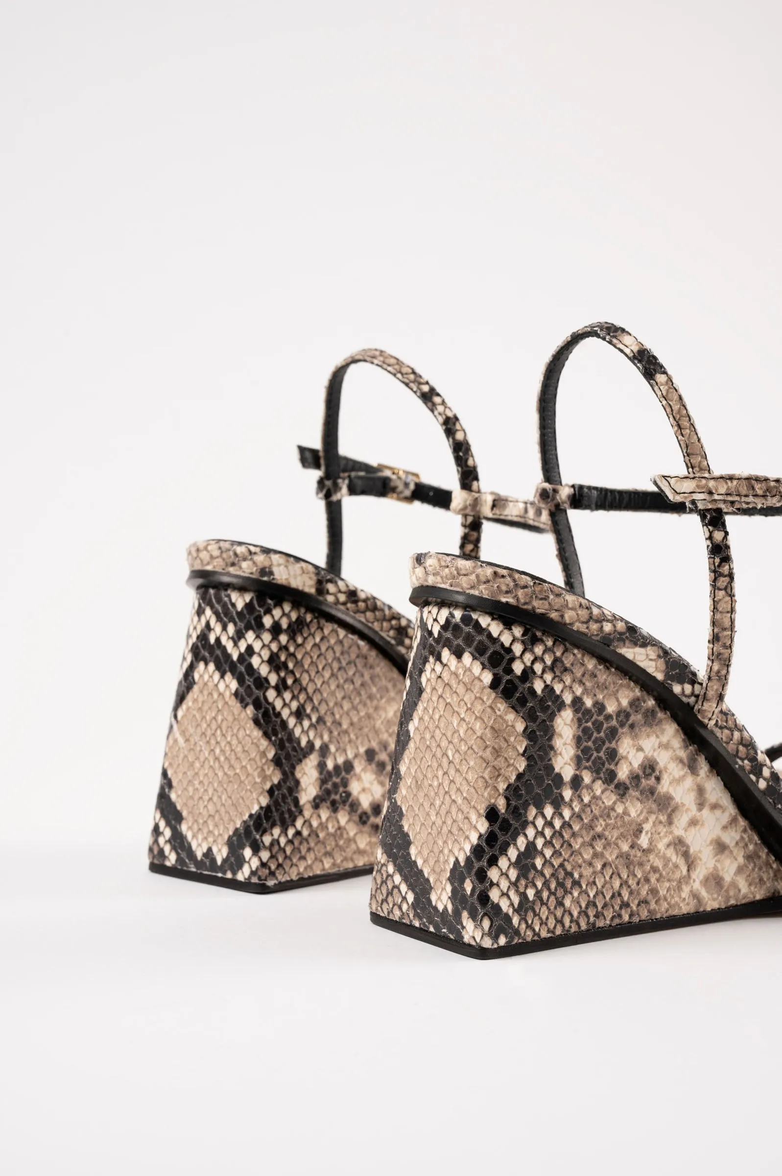 MIRTA - Beige Python Leather Sandals