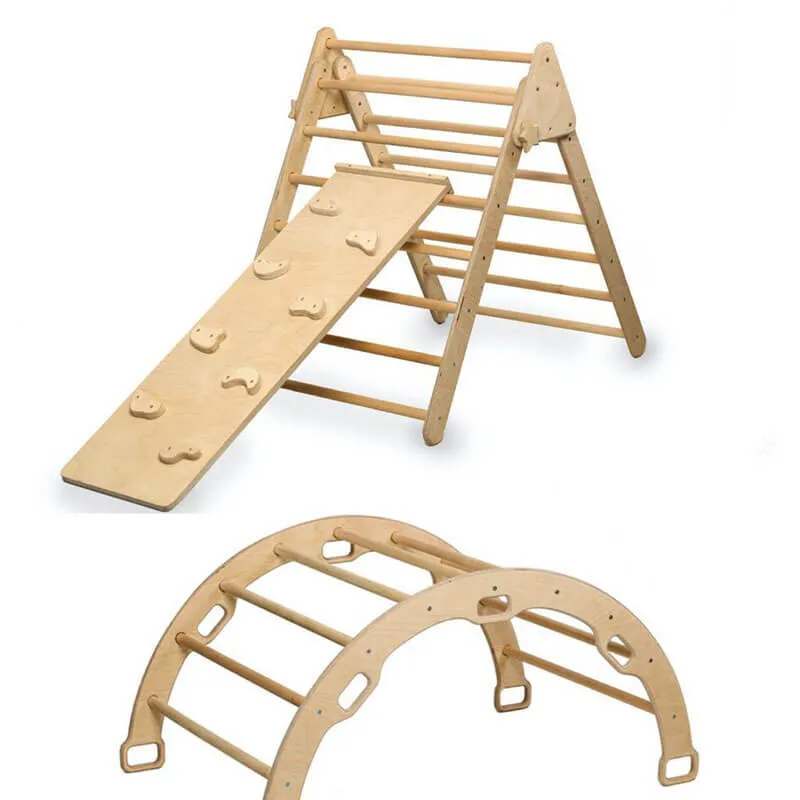 Montessori Climbing Set - Pikler Triangle, Climbing Arch & Ramp