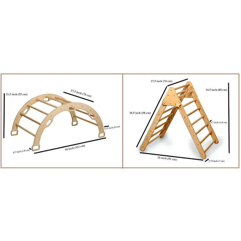 Montessori Climbing Set - Pikler Triangle, Climbing Arch & Ramp