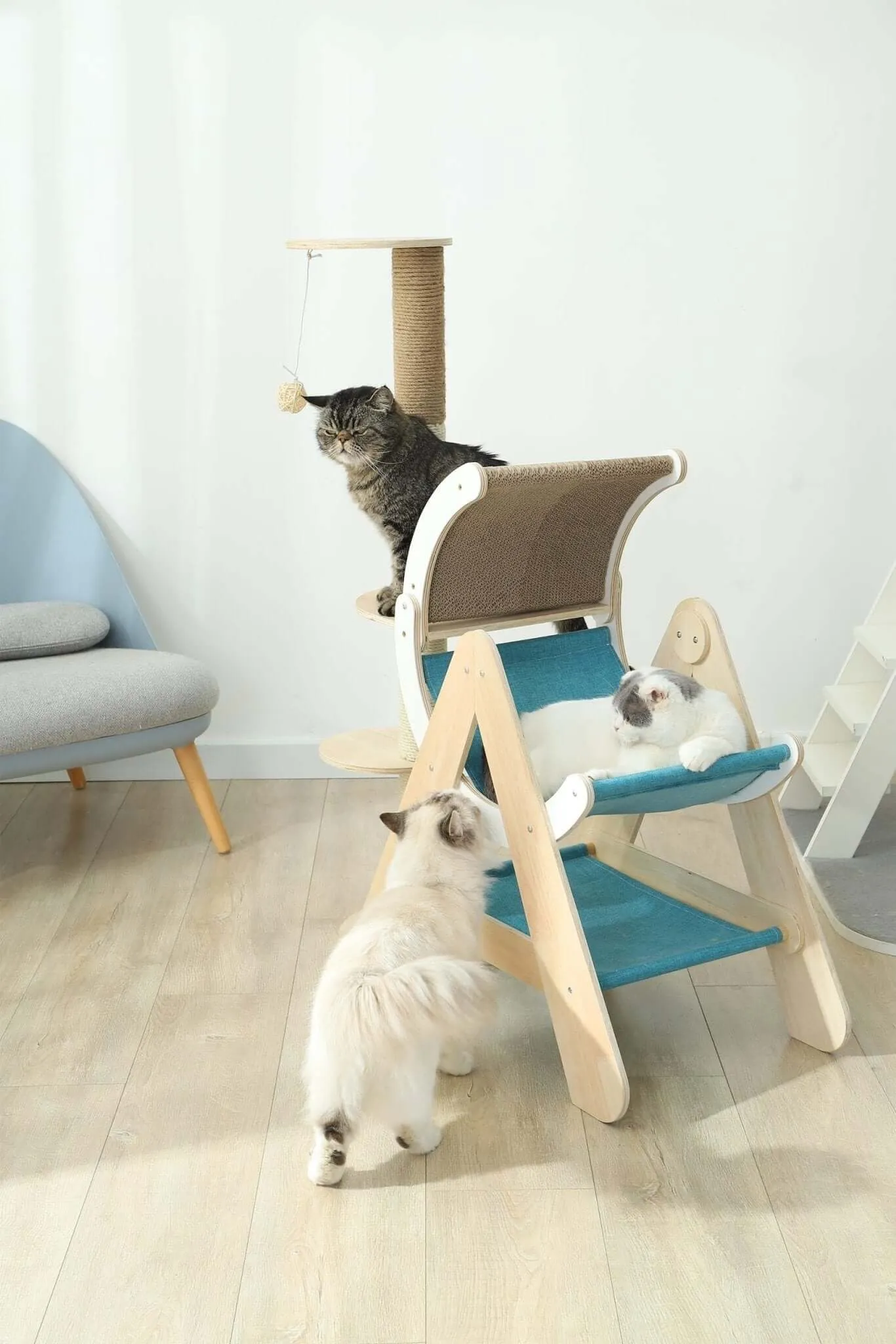 Multi-Level Deluxe Cat Tree with Condo Sisal Scratching Posts & Hanging Toys