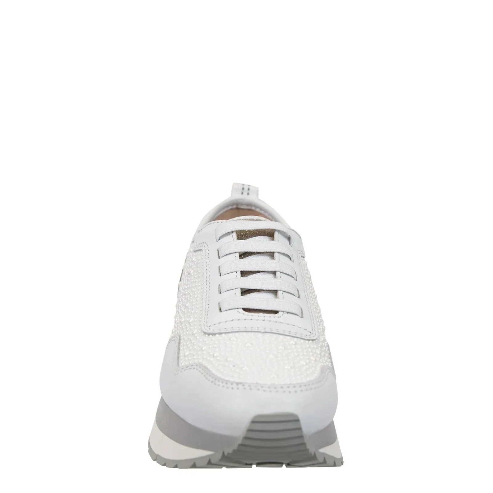 Naked Feet Kinetic in White Pearl Platform Sneakers