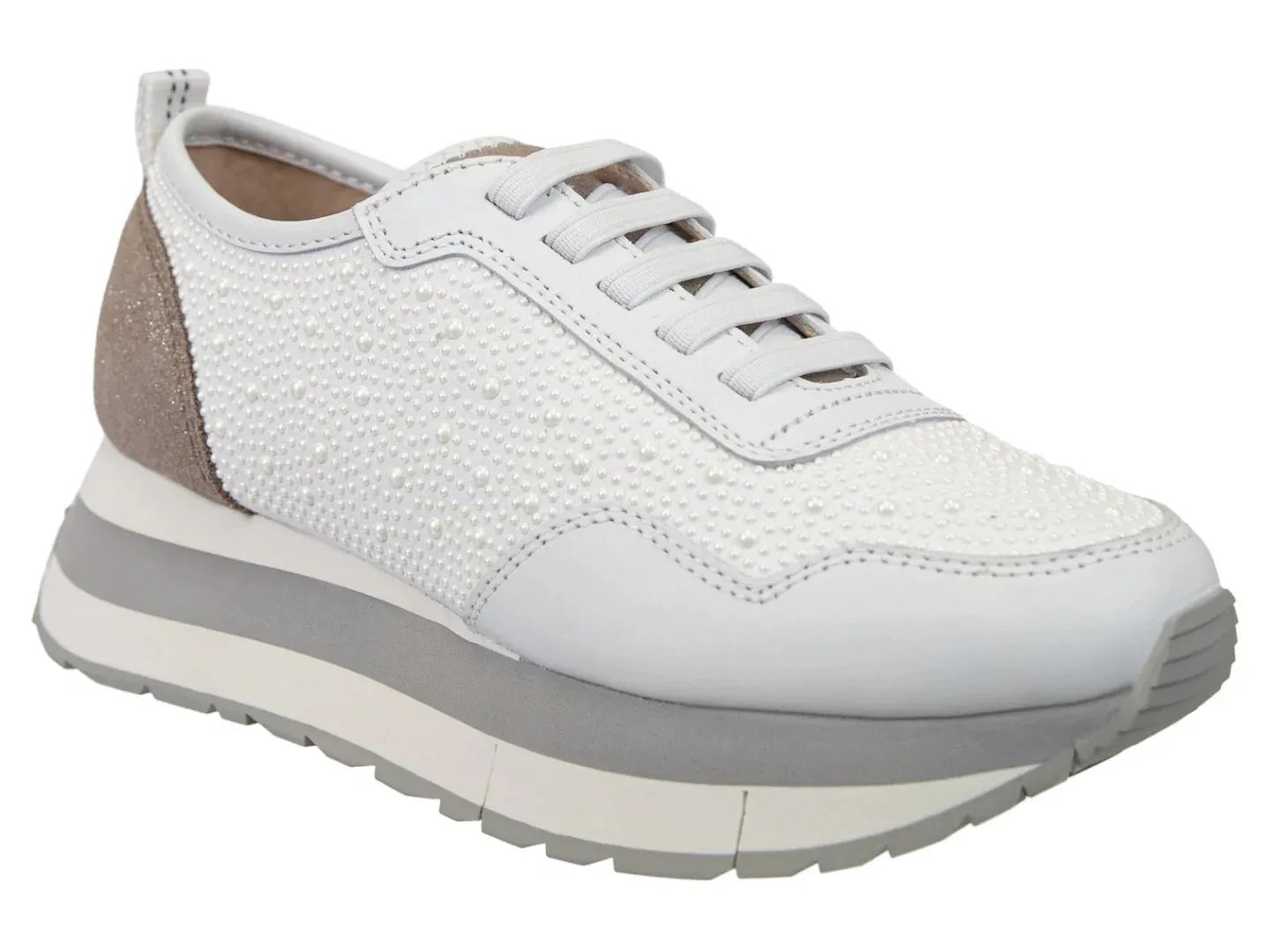 Naked Feet Kinetic in White Pearl Platform Sneakers