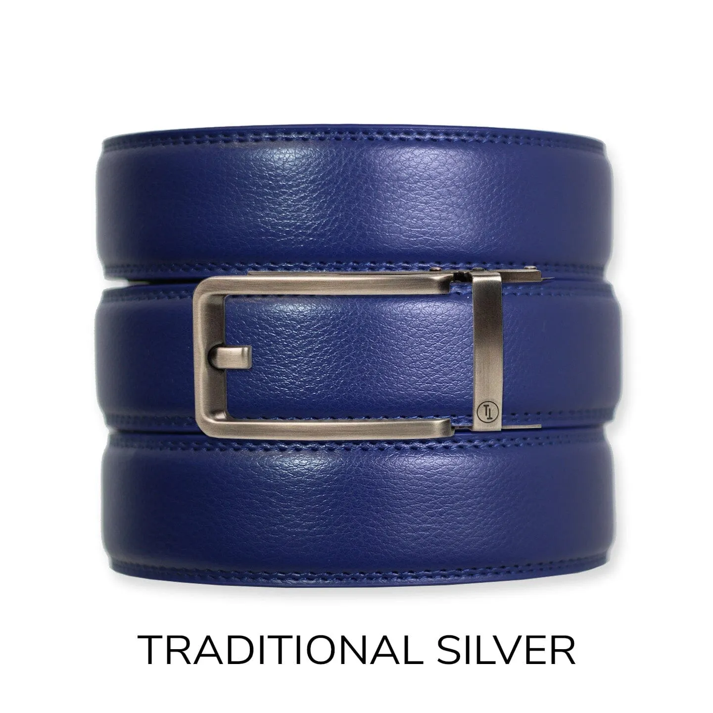 Navy Leather Ratchet Belt & Buckle Set