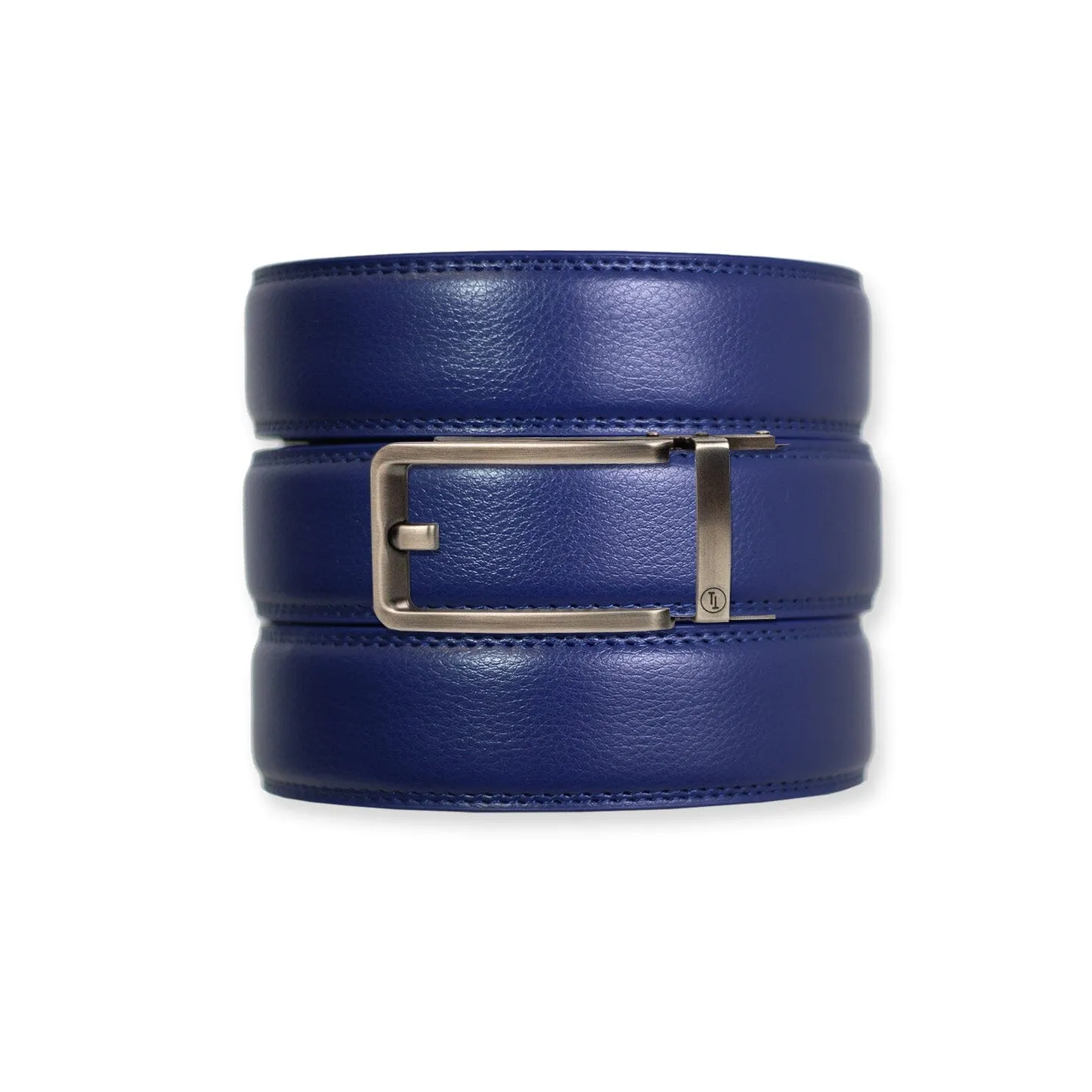 Navy Leather Ratchet Belt & Buckle Set