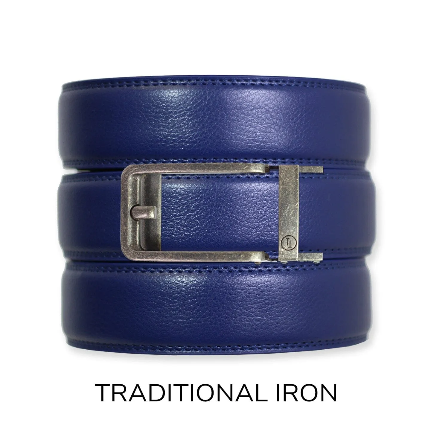 Navy Leather Ratchet Belt & Buckle Set