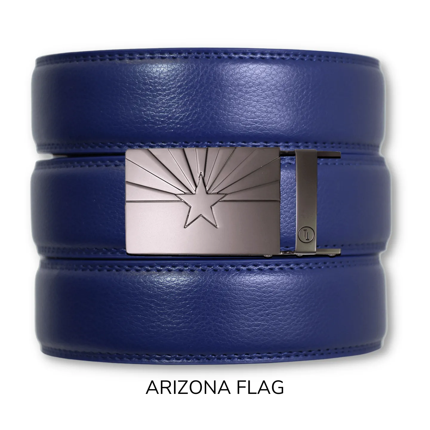 Navy Leather Ratchet Belt & Buckle Set