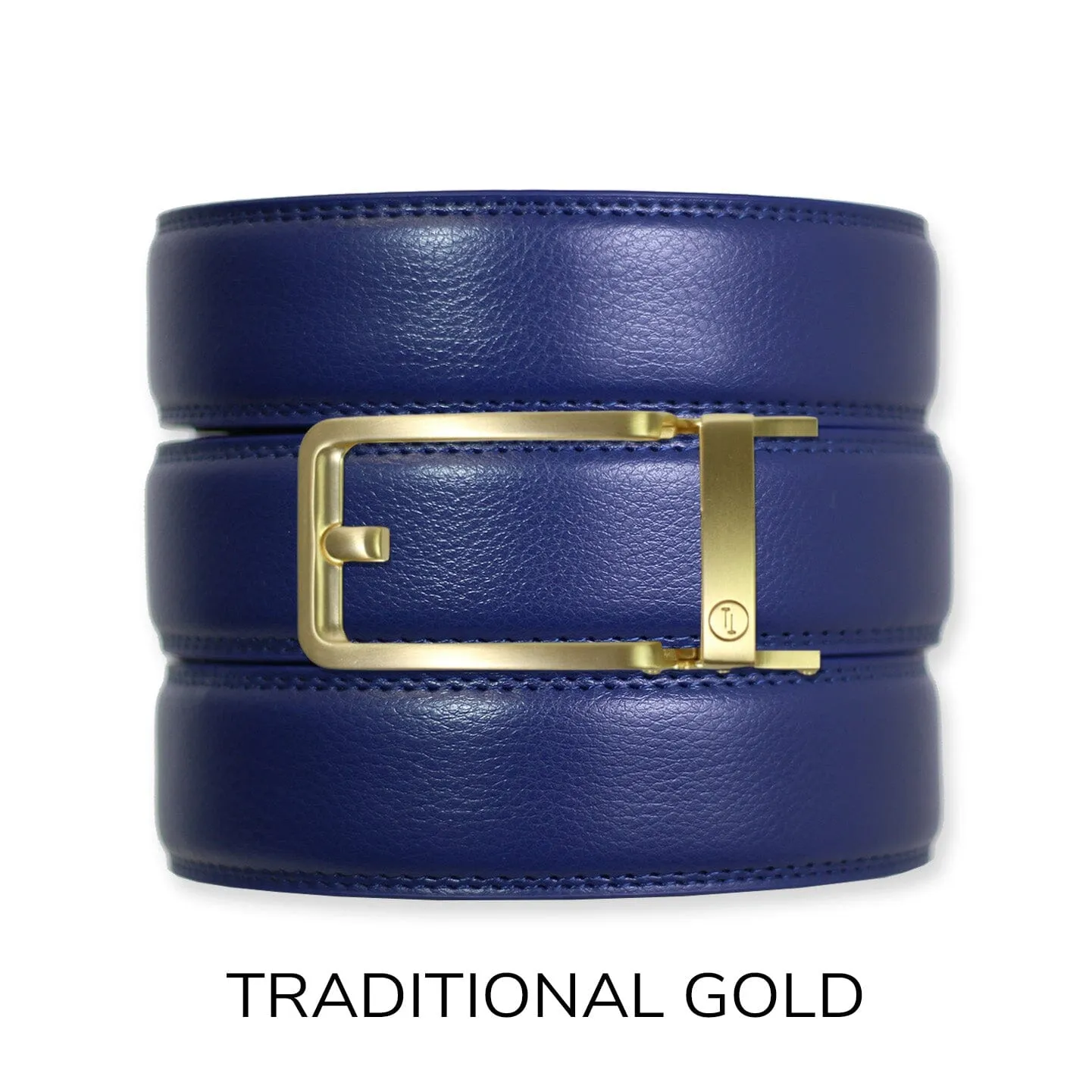 Navy Leather Ratchet Belt & Buckle Set