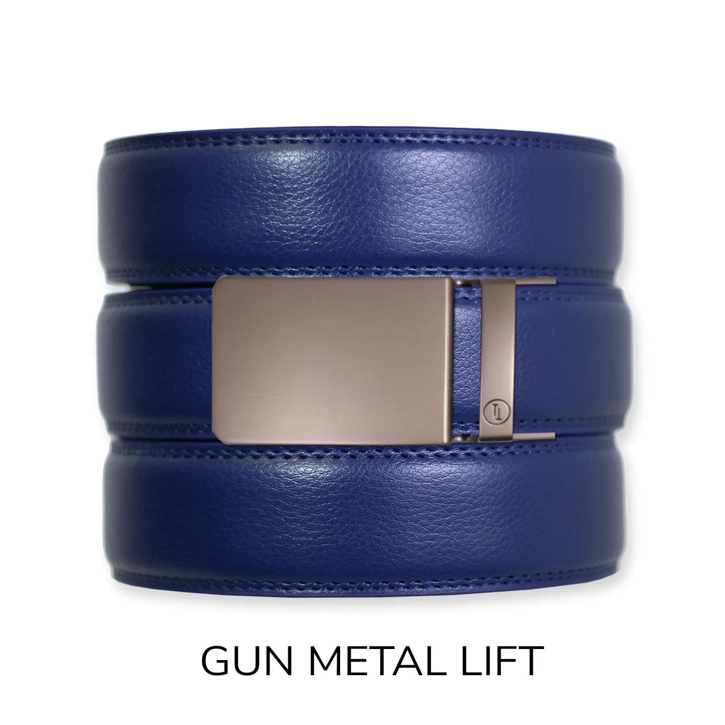 Navy Leather Ratchet Belt & Buckle Set