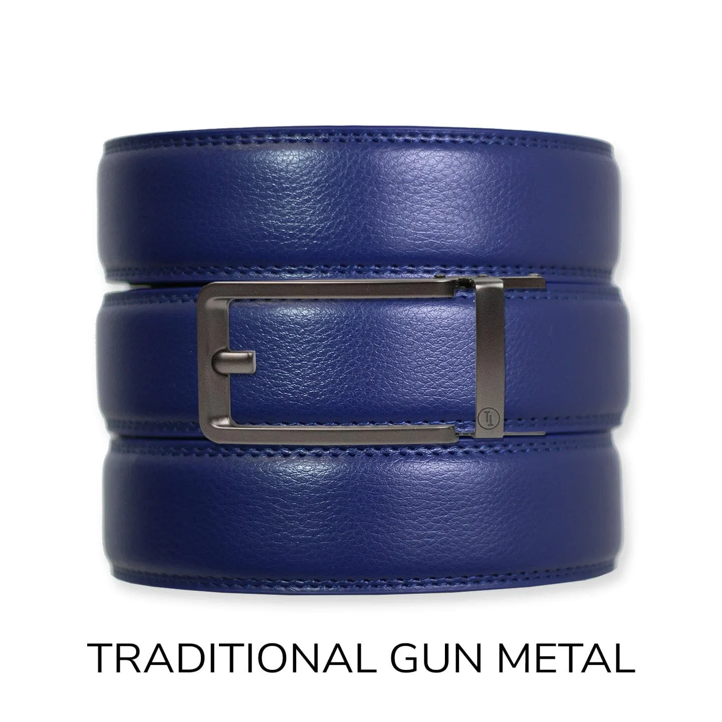 Navy Leather Ratchet Belt & Buckle Set