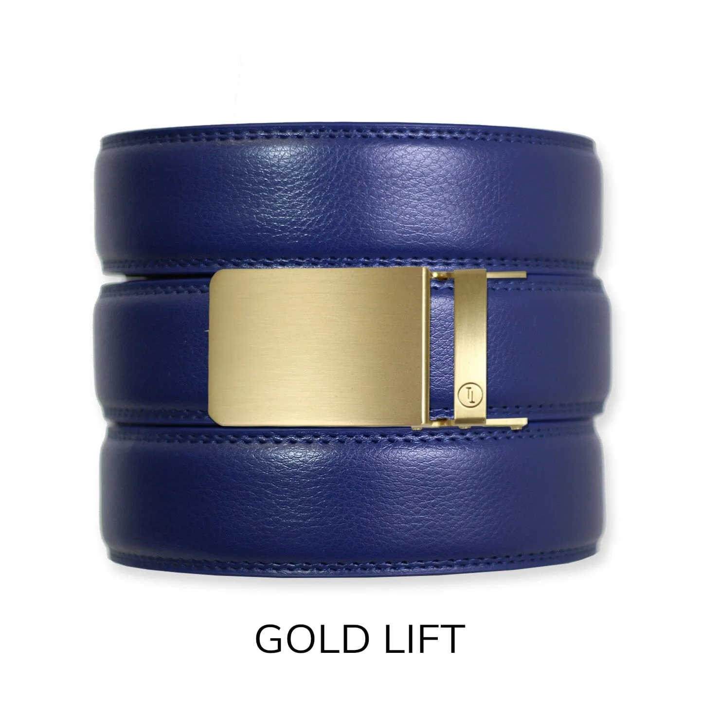 Navy Leather Ratchet Belt & Buckle Set