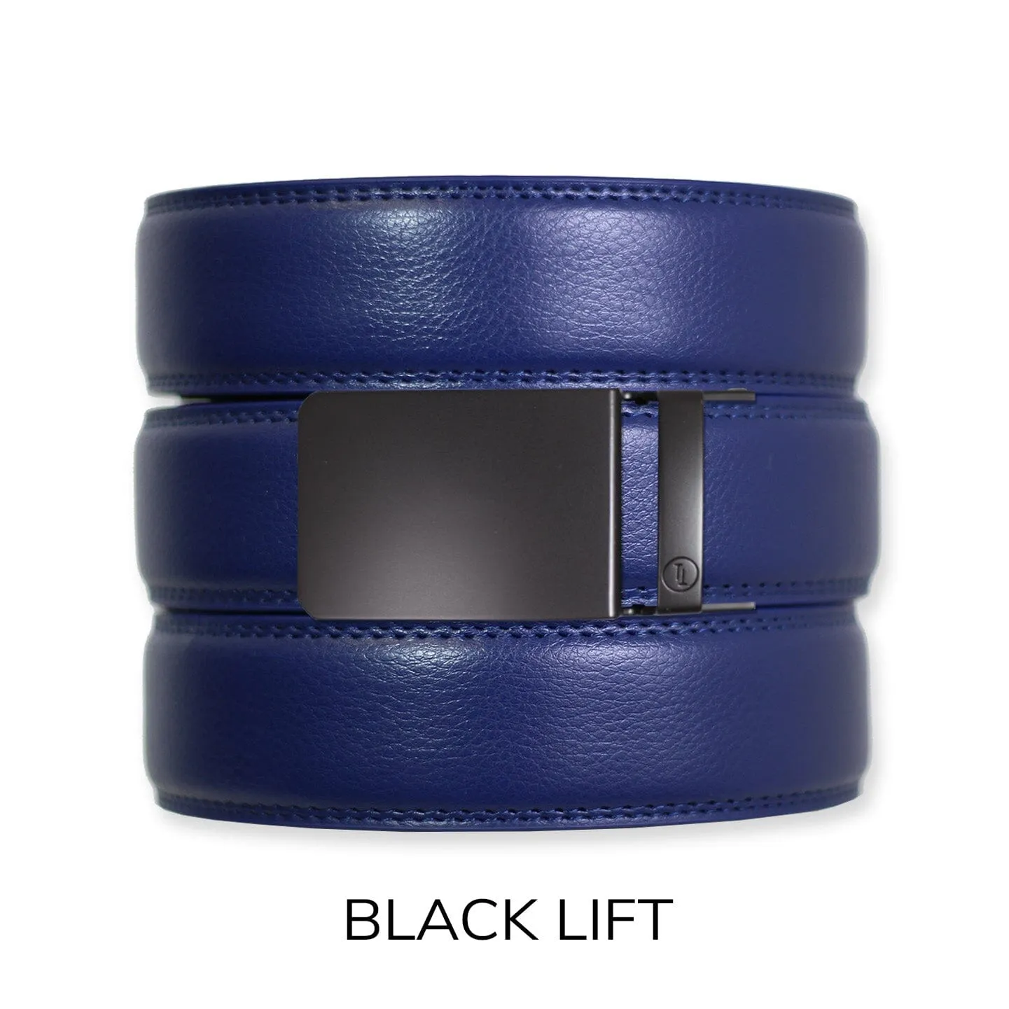 Navy Leather Ratchet Belt & Buckle Set