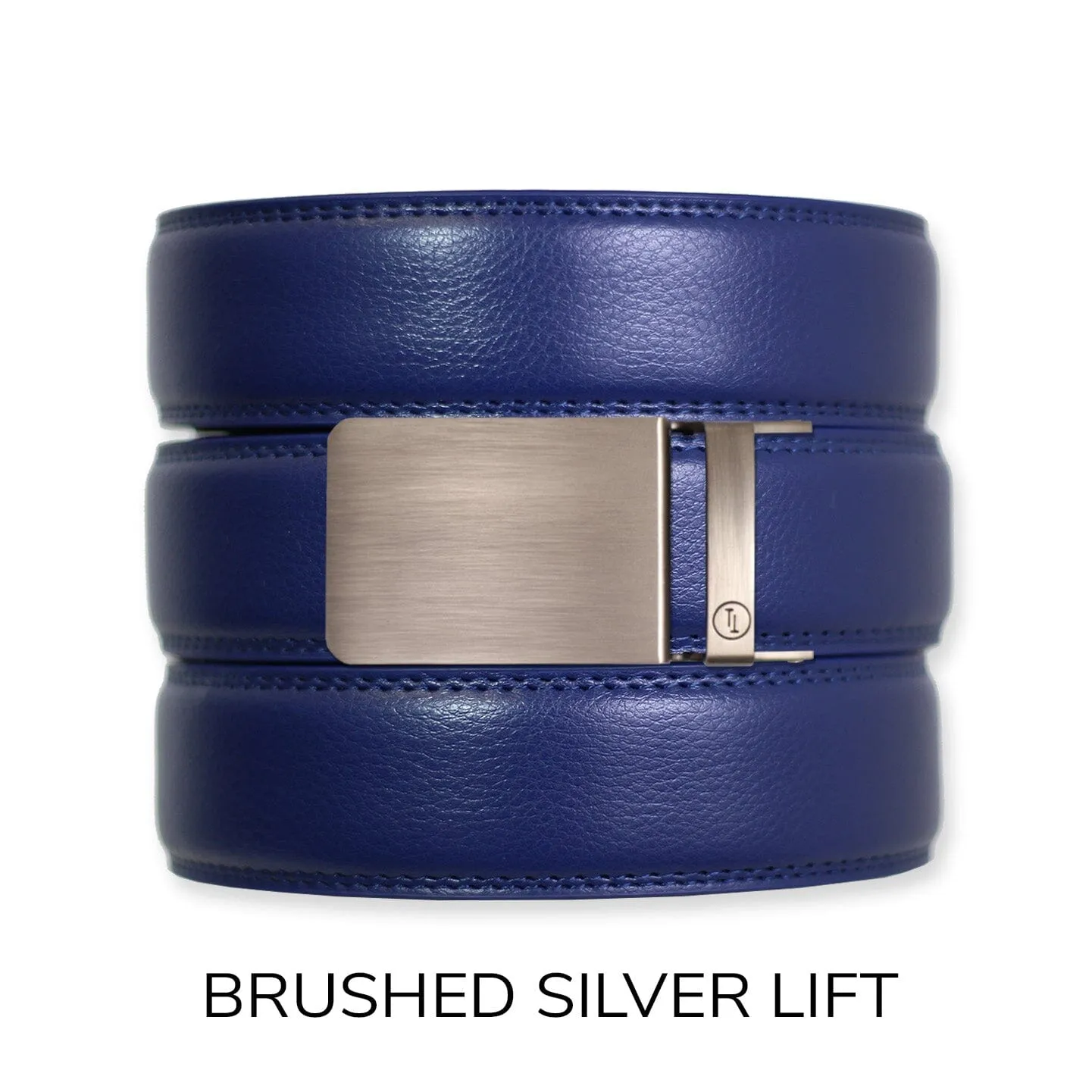 Navy Leather Ratchet Belt & Buckle Set