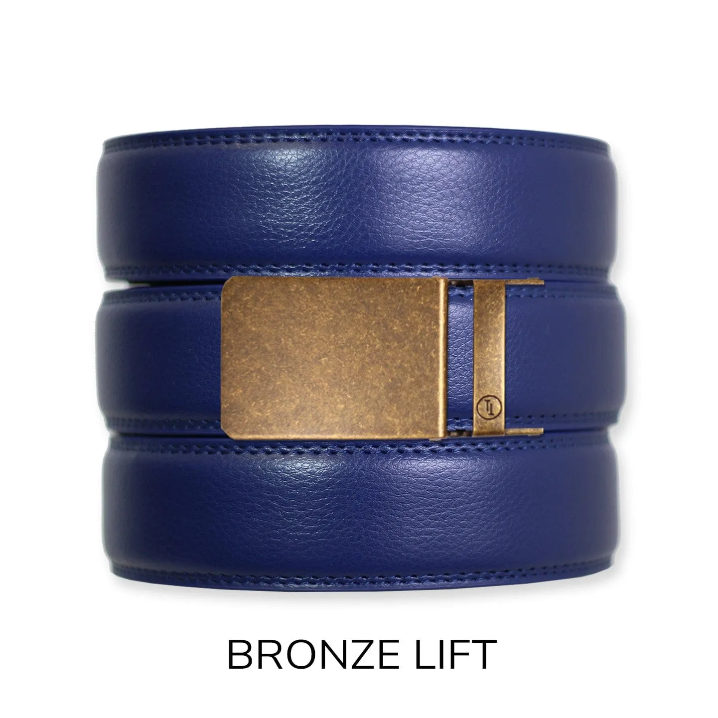 Navy Leather Ratchet Belt & Buckle Set