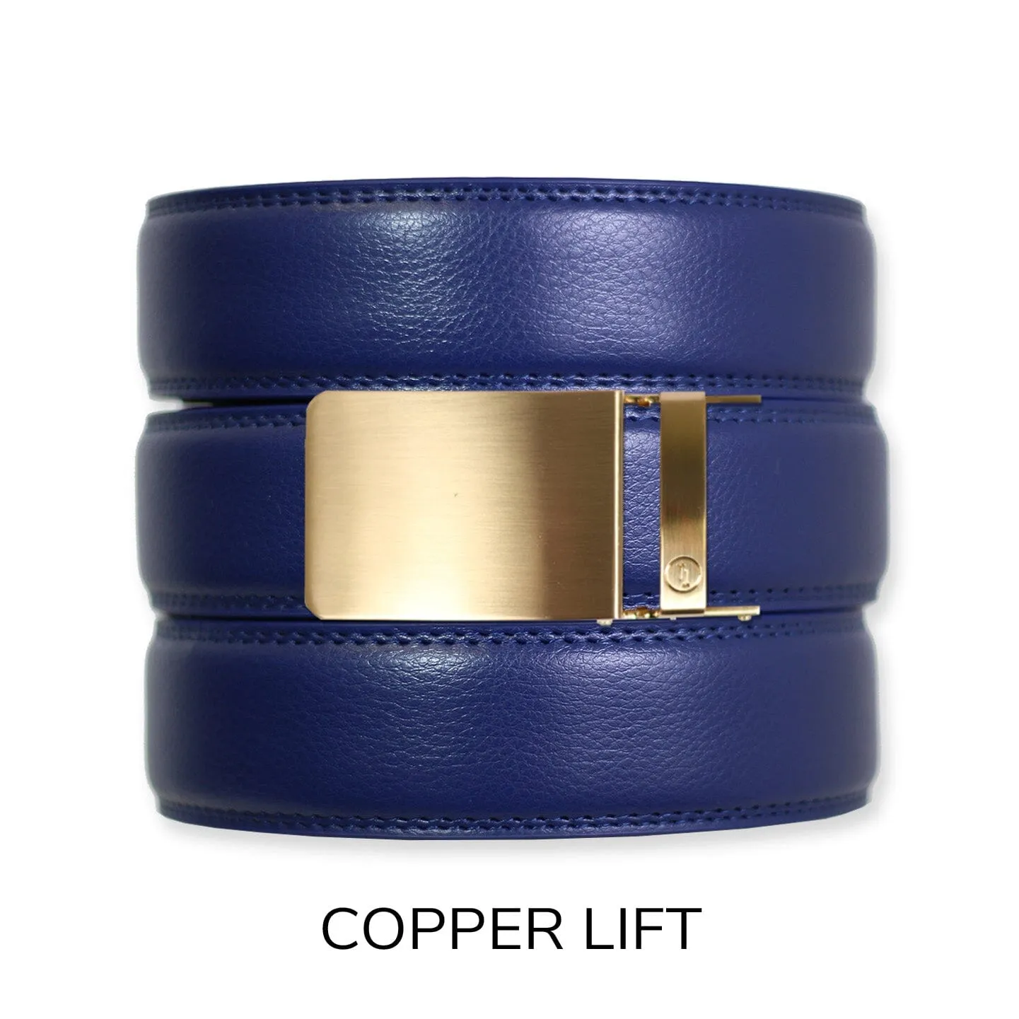 Navy Leather Ratchet Belt & Buckle Set